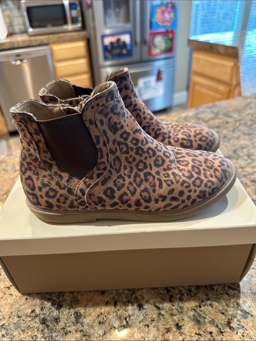 Leopard Print Chelsea Boots for Kids - Brown